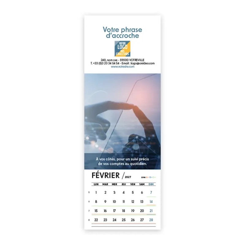 Calendrier chevalet vertical (21x7,5 cm) personnalisé - Comptable