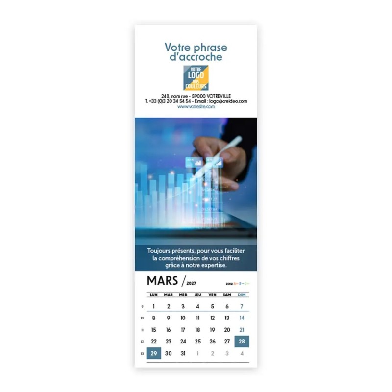 Calendrier chevalet vertical (21x7,5 cm) personnalisé - Comptable