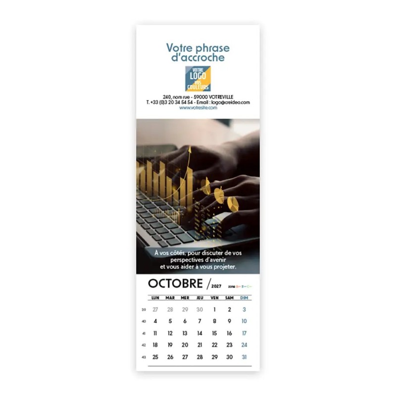 Calendrier chevalet vertical (21x7,5 cm) personnalisé - Comptable