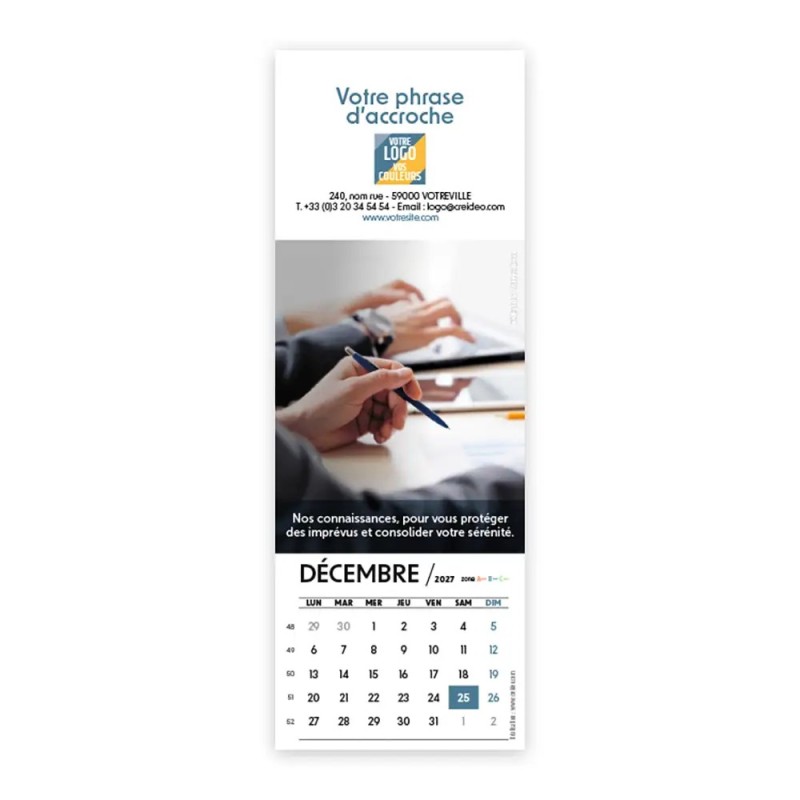Calendrier chevalet vertical (21x7,5 cm) personnalisé - Comptable