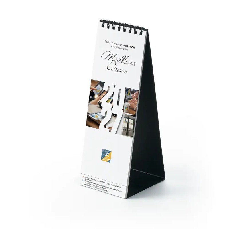 Calendrier chevalet vertical (21x7,5 cm) personnalisé - Logo intégré Au bureau