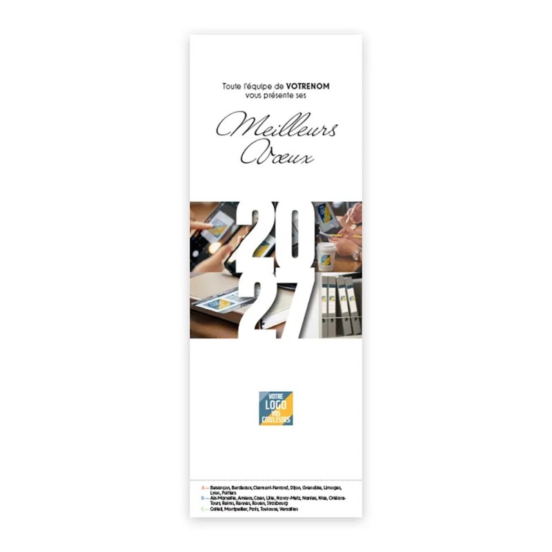 Calendrier chevalet vertical (21x7,5 cm) personnalisé - Logo intégré Au bureau
