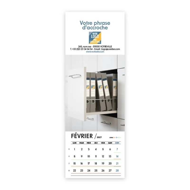 Calendrier chevalet vertical (21x7,5 cm) personnalisé - Logo intégré Au bureau