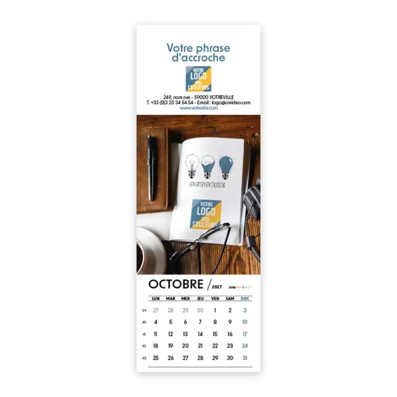 Calendrier chevalet vertical (21x7,5 cm) personnalisé - Logo intégré Au bureau
