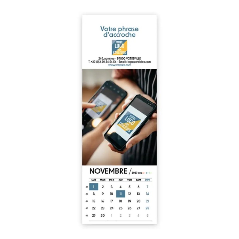 Calendrier chevalet vertical (21x7,5 cm) personnalisé - Logo intégré Au bureau