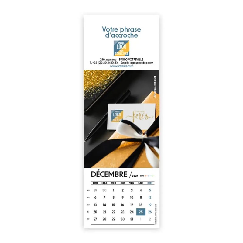 Calendrier chevalet vertical (21x7,5 cm) personnalisé - Logo intégré Au bureau