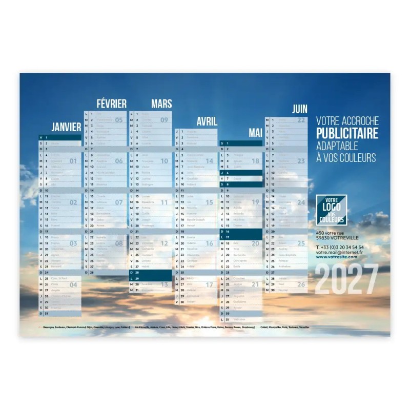 Calendrier bancaire A4 rigide personnalisé - Spacieux