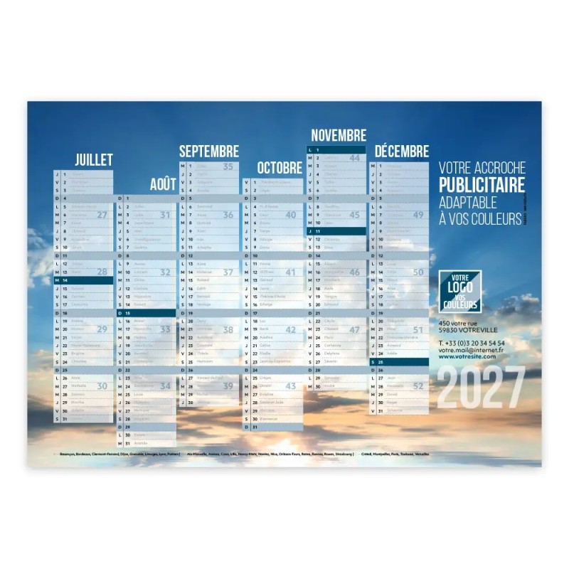 Calendrier bancaire A4 rigide personnalisé - Spacieux