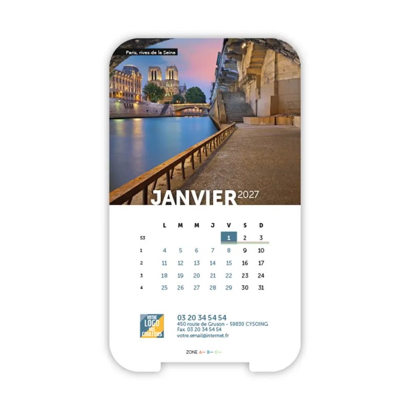 Calendrier support téléphone personnalisé - Visiocal Patrimoine France