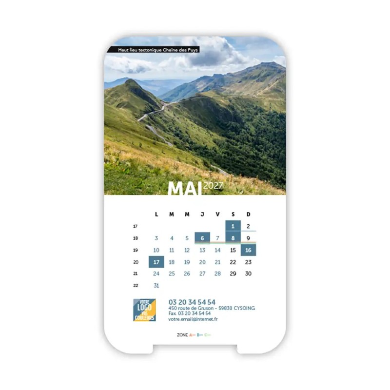 Calendrier support téléphone personnalisé - Visiocal Patrimoine France