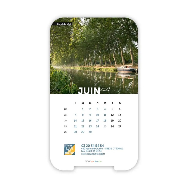 Calendrier support téléphone personnalisé - Visiocal Patrimoine France