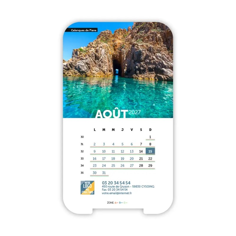 Calendrier support téléphone personnalisé - Visiocal Patrimoine France