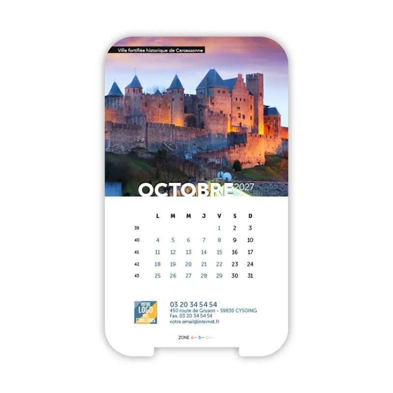Calendrier support téléphone personnalisé - Visiocal Patrimoine France