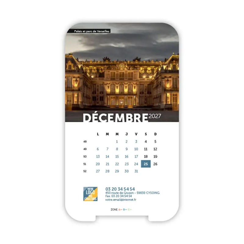 Calendrier support téléphone personnalisé - Visiocal Patrimoine France