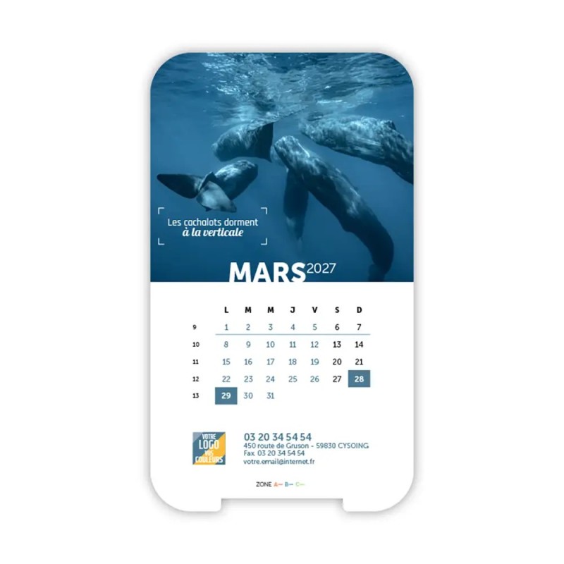 Calendrier support téléphone personnalisé - Visiocal Océan