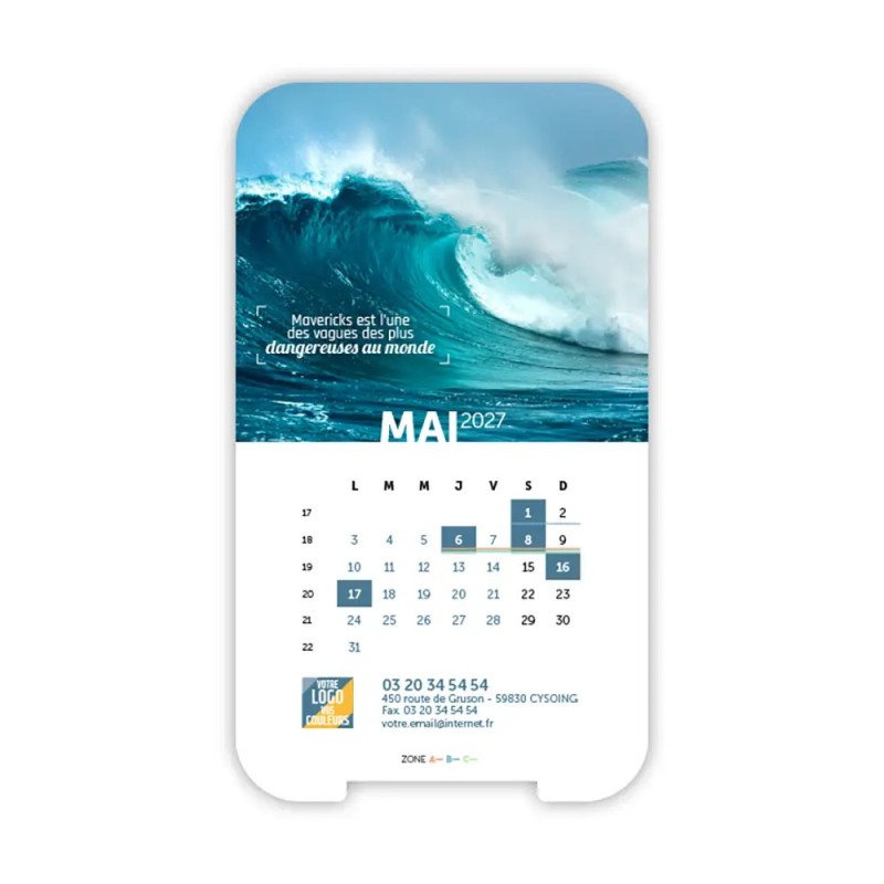 Calendrier support téléphone personnalisé - Visiocal Océan