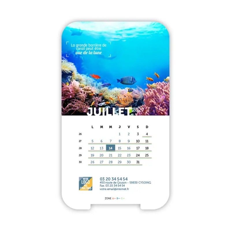 Calendrier support téléphone personnalisé - Visiocal Océan