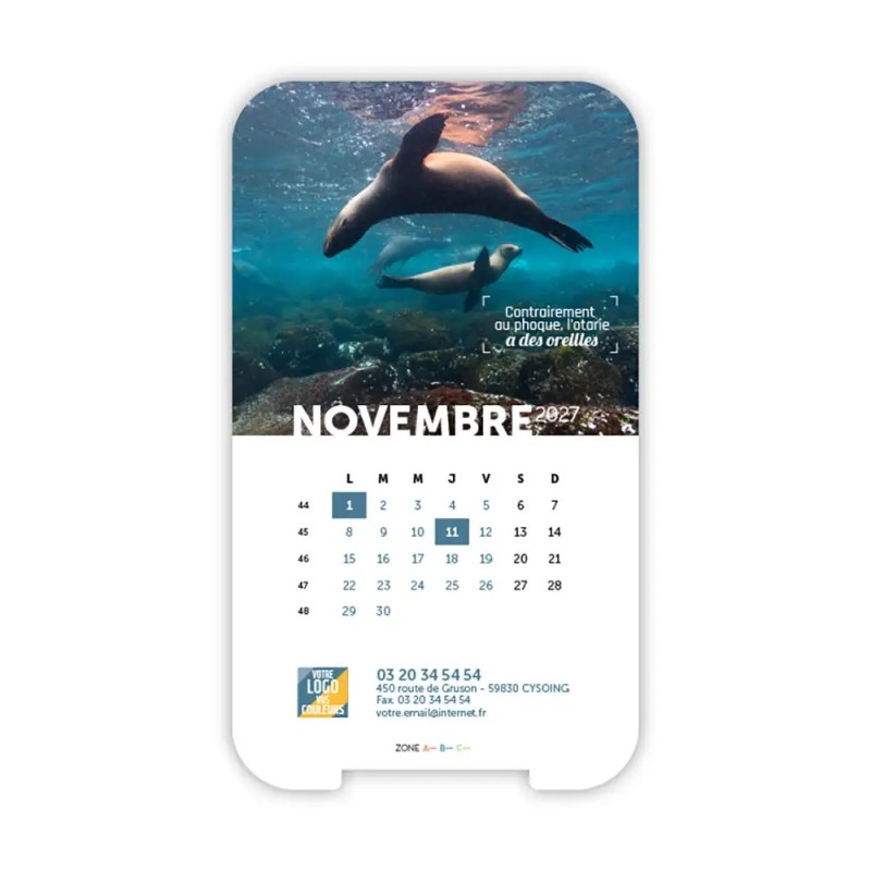 Calendrier support téléphone personnalisé - Visiocal Océan