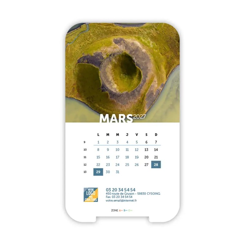 Calendrier support téléphone personnalisé - Visiocal Vue du ciel