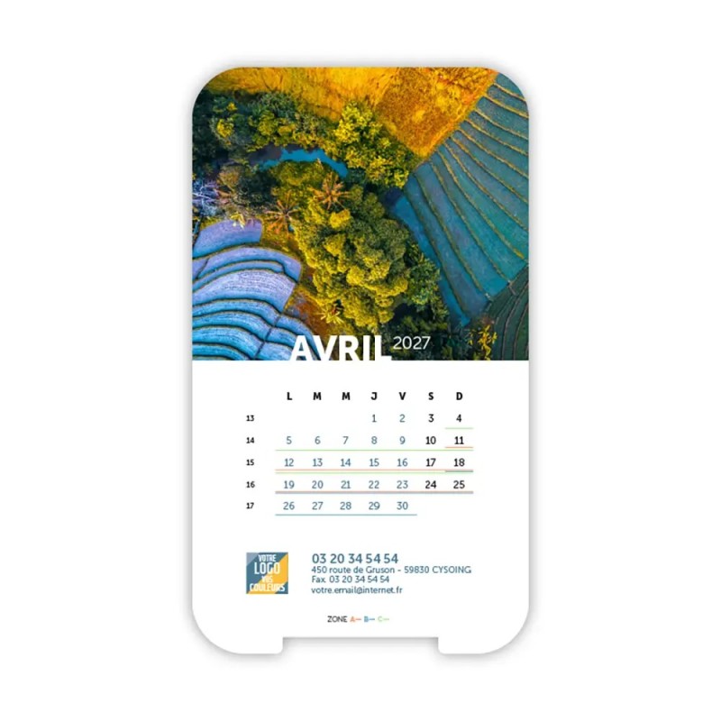 Calendrier support téléphone personnalisé - Visiocal Vue du ciel
