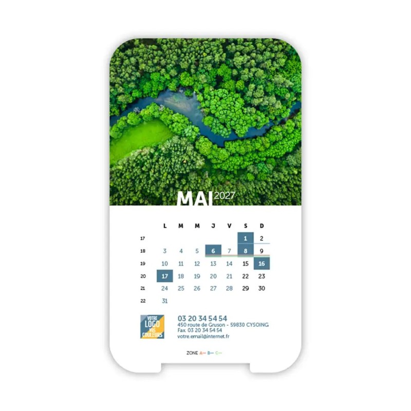 Calendrier support téléphone personnalisé - Visiocal Vue du ciel