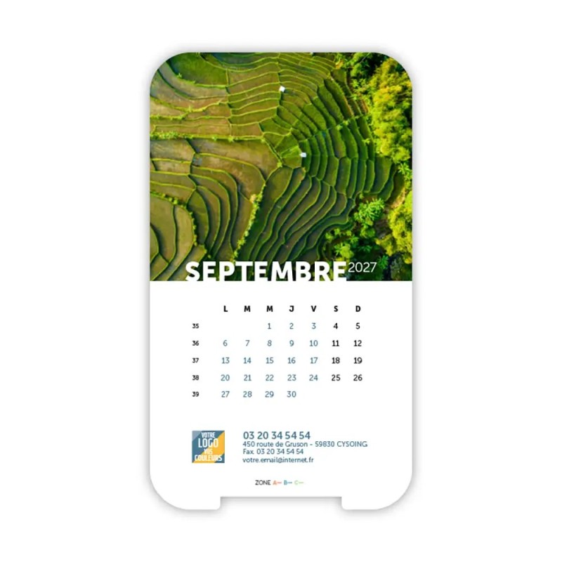 Calendrier support téléphone personnalisé - Visiocal Vue du ciel