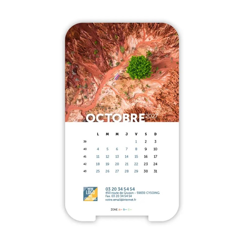 Calendrier support téléphone personnalisé - Visiocal Vue du ciel
