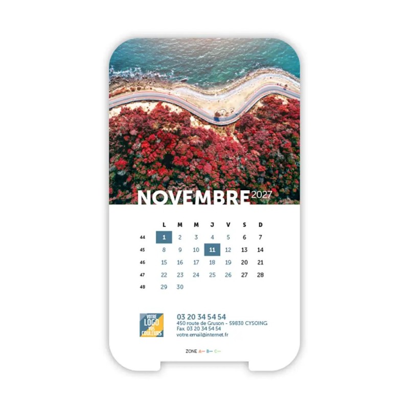 Calendrier support téléphone personnalisé - Visiocal Vue du ciel