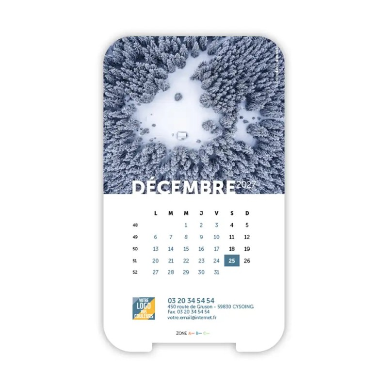 Calendrier support téléphone personnalisé - Visiocal Vue du ciel
