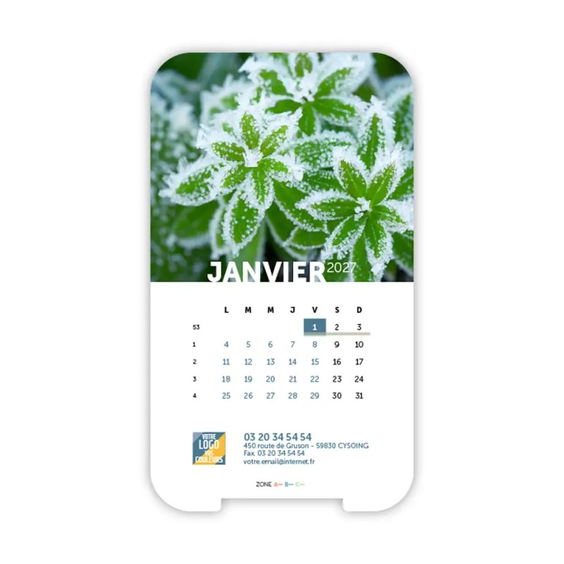 Calendrier support téléphone personnalisé - Visiocal Zoom Nature