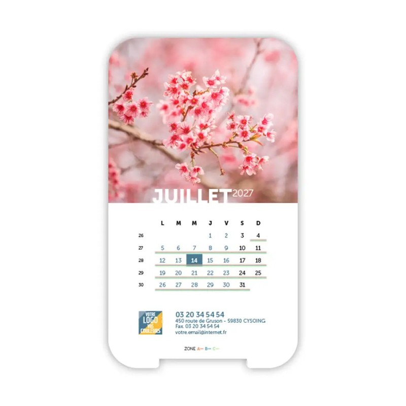 Calendrier support téléphone personnalisé - Visiocal Zoom Nature