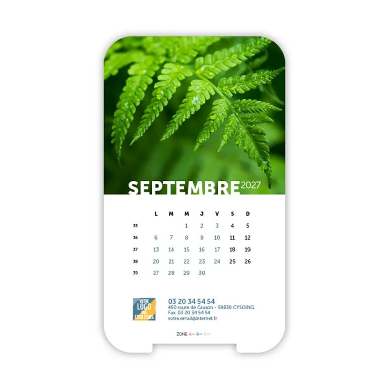 Calendrier support téléphone personnalisé - Visiocal Zoom Nature