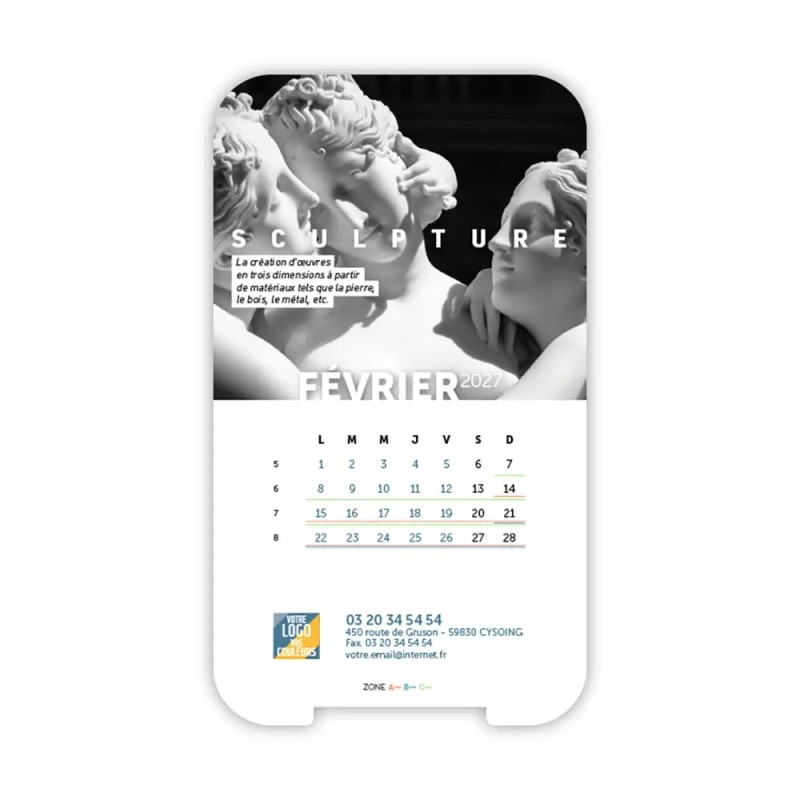 Calendrier support téléphone personnalisé - Visiocal Arts