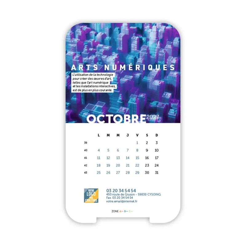 Calendrier support téléphone personnalisé - Visiocal Arts