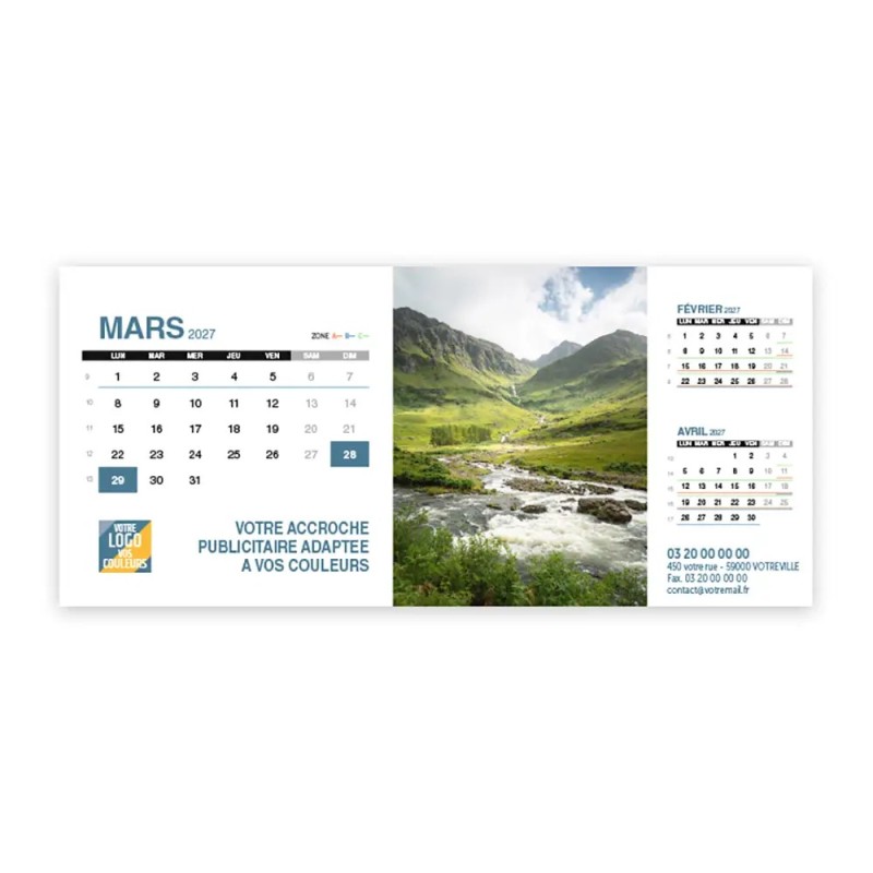 Calendrier chevalet support de téléphone Supra (22,8x10,3 cm)  - Nature