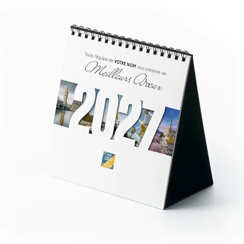 Calendrier chevalet carré (15x15 cm) personnalisé - Logo intégré Emballage