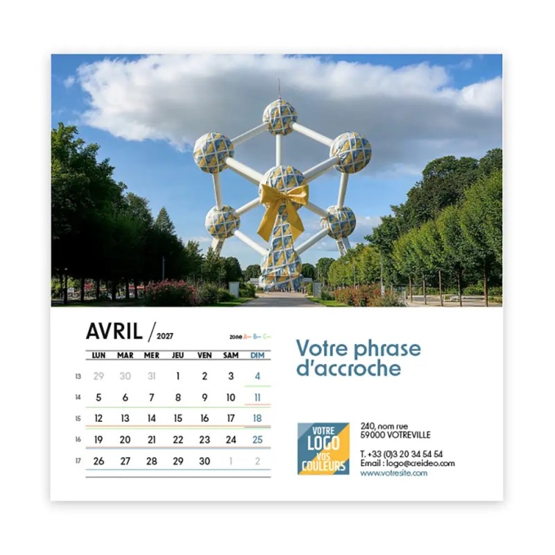 Calendrier chevalet carré (15x15 cm) personnalisé - Logo intégré Emballage