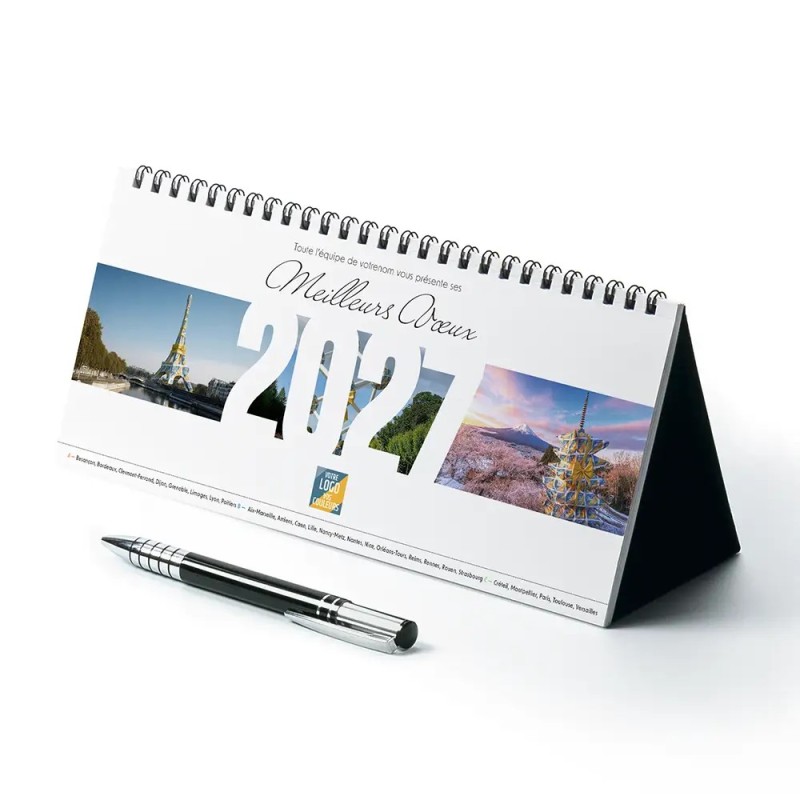 Calendrier chevalet horizontal (23x10 cm) personnalisé - Logo intégré Emballage