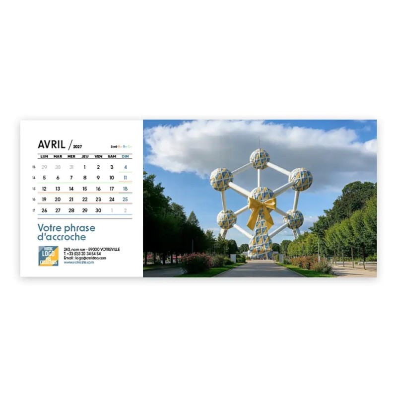 Calendrier chevalet horizontal (23x10 cm) personnalisé - Logo intégré Emballage
