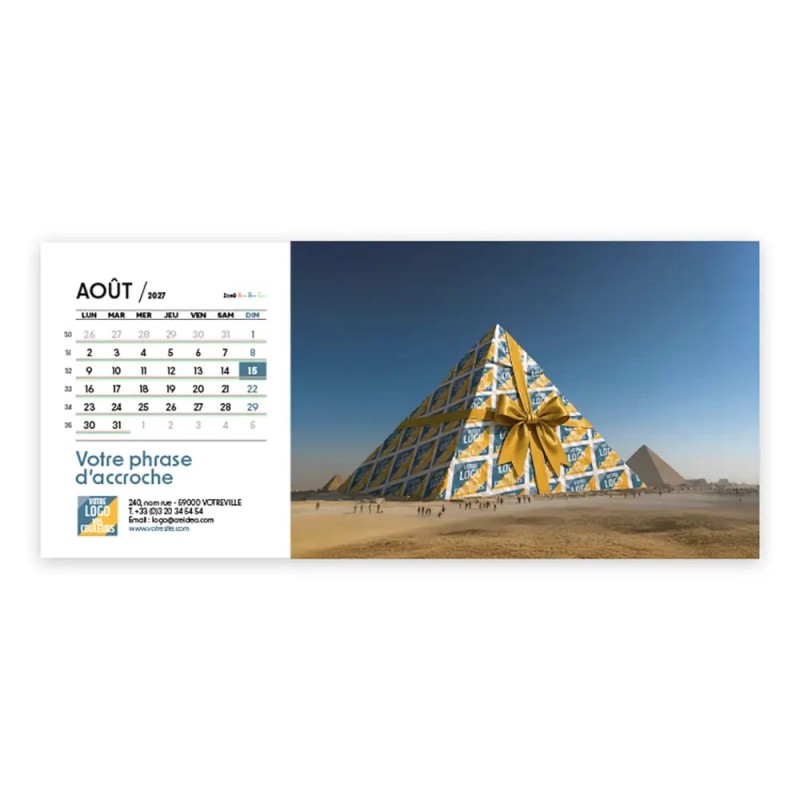 Calendrier chevalet horizontal (23x10 cm) personnalisé - Logo intégré Emballage