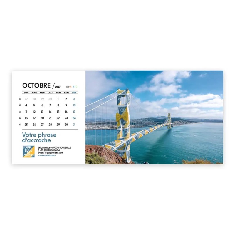 Calendrier chevalet horizontal (23x10 cm) personnalisé - Logo intégré Emballage