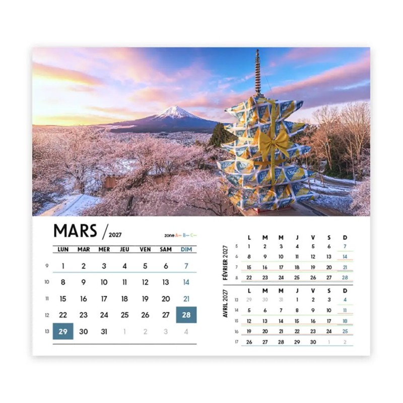Calendrier chevalet intégral (15x18 cm) personnalisé - Logo intégré Emballage