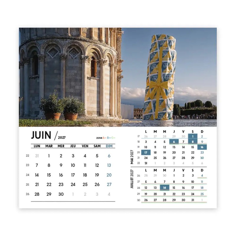 Calendrier chevalet intégral (15x18 cm) personnalisé - Logo intégré Emballage