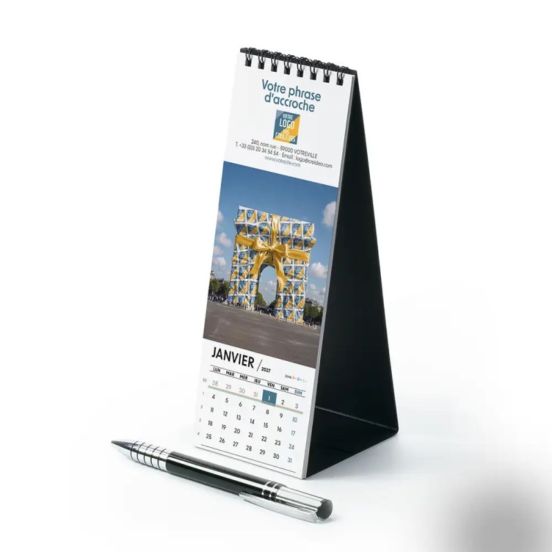 Calendrier chevalet vertical (21x7,5 cm) personnalisé - Logo intégré Emballage