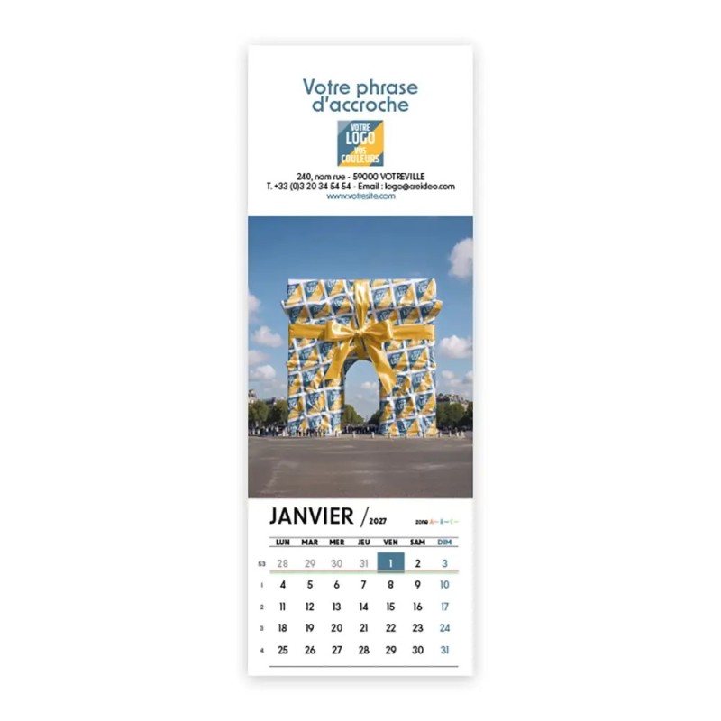 Calendrier chevalet vertical (21x7,5 cm) personnalisé - Logo intégré Emballage