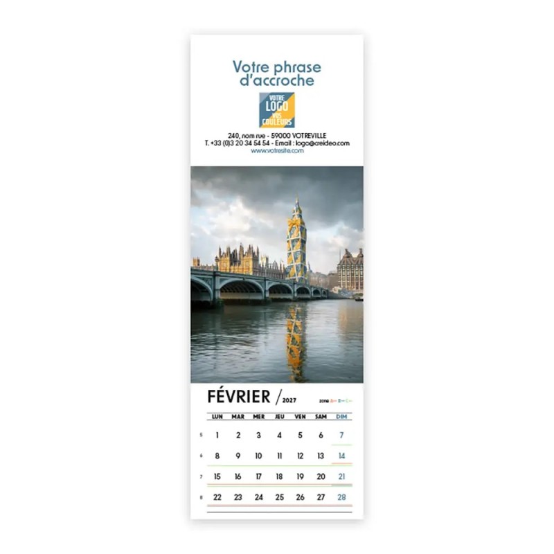 Calendrier chevalet vertical (21x7,5 cm) personnalisé - Logo intégré Emballage