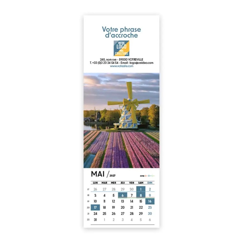 Calendrier chevalet vertical (21x7,5 cm) personnalisé - Logo intégré Emballage
