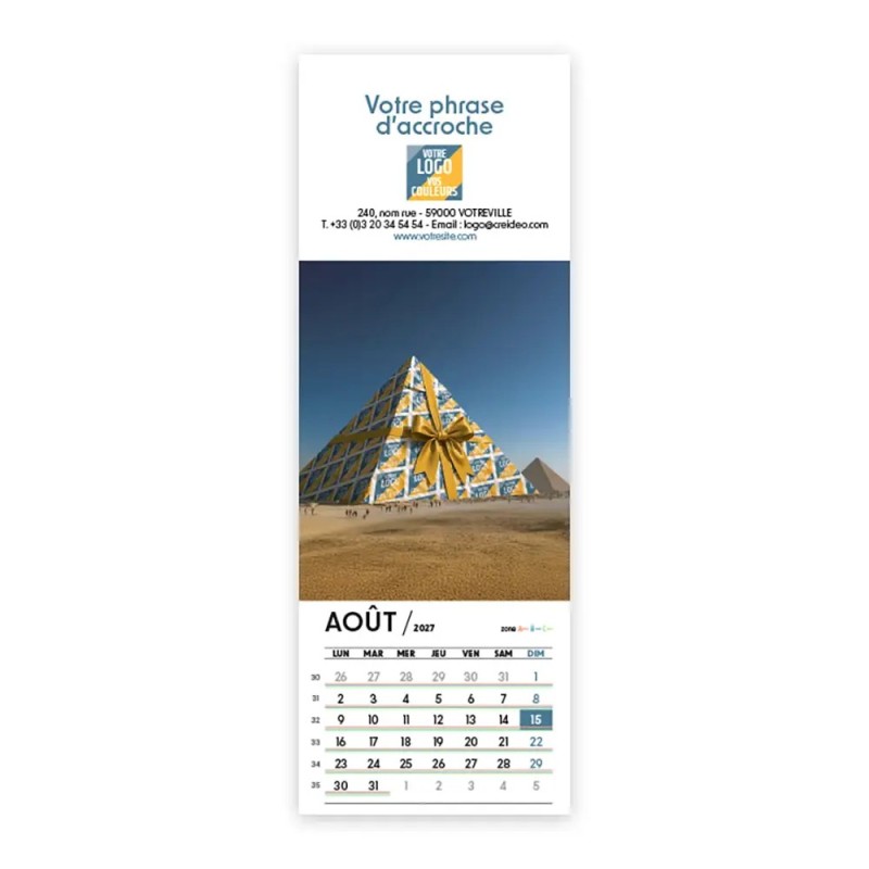Calendrier chevalet vertical (21x7,5 cm) personnalisé - Logo intégré Emballage