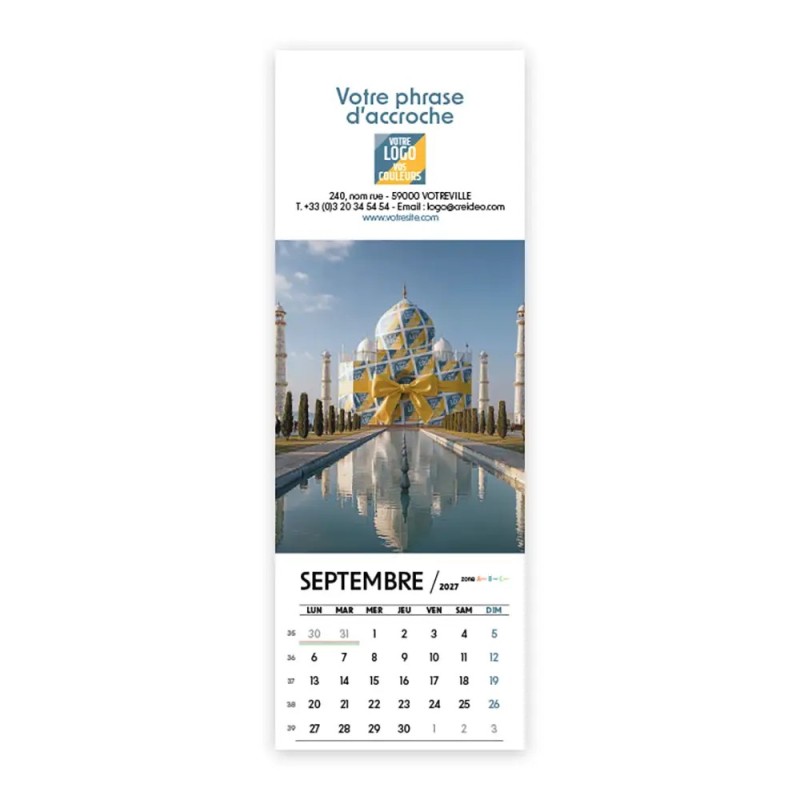 Calendrier chevalet vertical (21x7,5 cm) personnalisé - Logo intégré Emballage