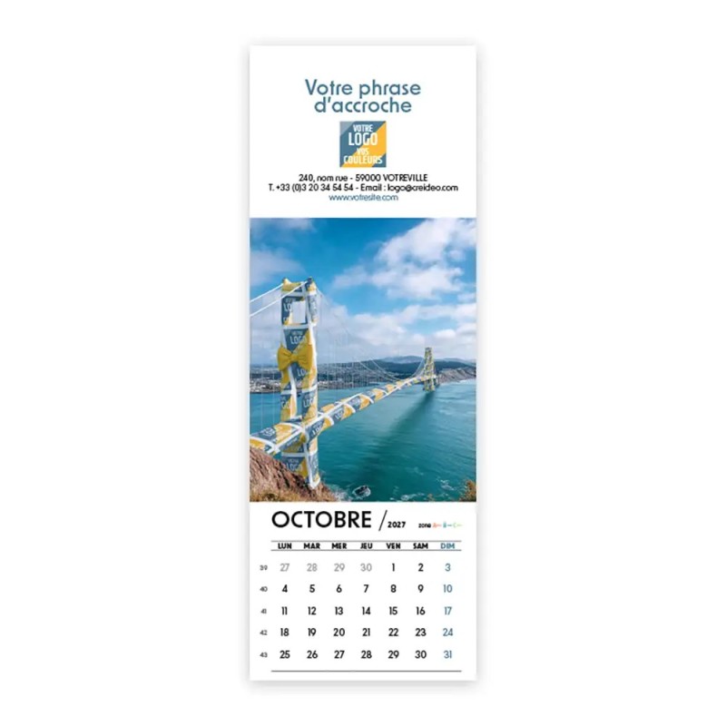 Calendrier chevalet vertical (21x7,5 cm) personnalisé - Logo intégré Emballage